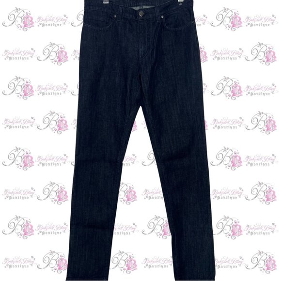 Versace Collection Denim - Versace jeans Medusa logo metal emblem buttons charm straight leg dark wash